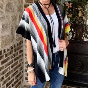 CAbi 5990 Multi color striped Serape Poncho XS